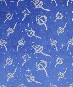 Foil Mushrooms on Blue Pure Plush Fleece Fabric