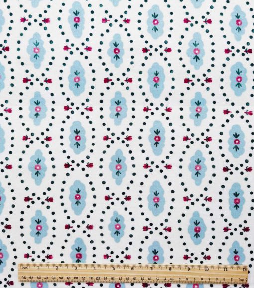 Blue Foulard Luxe Flannel Fabric - Image 2