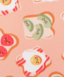 Smiley Breakfast Toast on Pink Blizzard Fleece Fabric