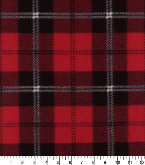Blizzard Fleece Fabric Red   Black Plaid