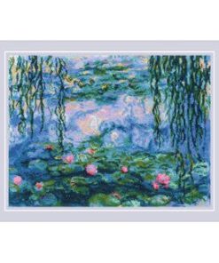 RIOLIS 16 x 12 Water Lilies by C. Monet Counted Cross Stitch Kit