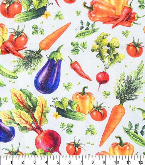 Tossed Vegetables Novelty Cotton Fabric - Image 2