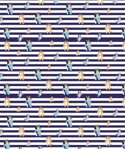 Bluey   Family White Stripe Dance Cotton Fabric