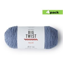 4pk Solid Denim Blue Medium Weight Acrylic 380yd Value Yarn by Big Twist