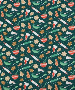 Baking Cookies on Green Super Snuggle Christmas Flannel Fabric