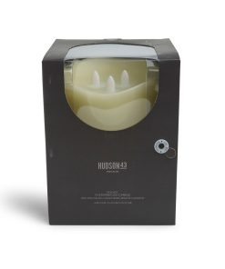 6 LED Ivory Aurora Flame Wave Edge Pillar Candles by Hudson 43
