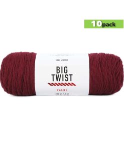 10pk Solid Wine Medium Weight Acrylic 380yd Value Yarn by Big Twist