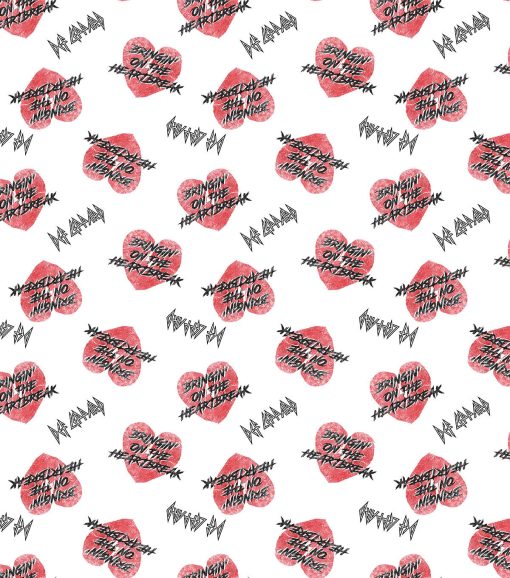 Def Leppard Heart Tossed Cotton Fabric - Image 2