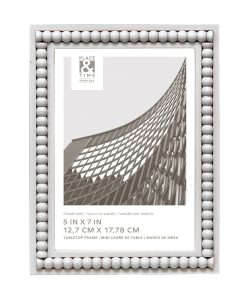 5 x 7 Distress White Bead Edge Tabletop Picture Frame by Place   Time