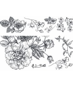 York Wallcoverings Wall Decals Black   White Peony