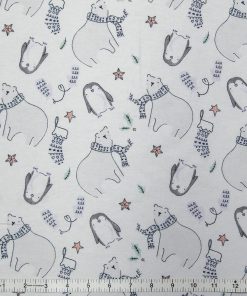 Super Snuggle Winter Bear   Penguins Flannel Fabric