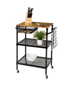 Honey Can Do 28 x 36 Black Kitchen Cart With Drawer   Handle