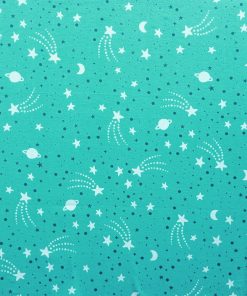 Space Icons On Blue Luxe Flannel Fabric
