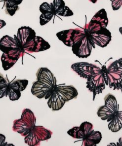 Watercolor Butterflies on White Anti Pill Fleece Fabric