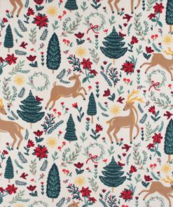 Folk Art on White Anti Pill Fleece Fabric