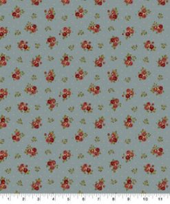 Roses on Blue Premium Cotton Fabric