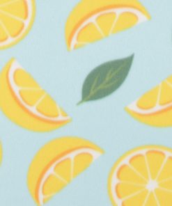 Bold Summer Lemon Slices on Blue Blizzard Fleece Fabric