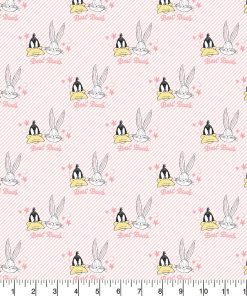 Looney Tunes Bugs Daffy Pink Flannel Fabric
