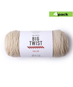 4pk Solid Cream Medium Weight Acrylic 380yd Value Yarn by Big Twist