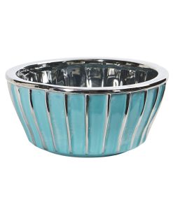 Nearly Natural 7 Teal Vase With Silver Burnishing