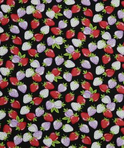 Strawberries on Black Super Snuggle Flannel Fabric