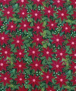 Poinsettia   Leaf Super Snuggle Christmas Flannel Fabric