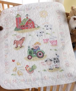 Bucilla 34 x 43 On the Farm Crib Cover Stamped Cross Stitch Kit