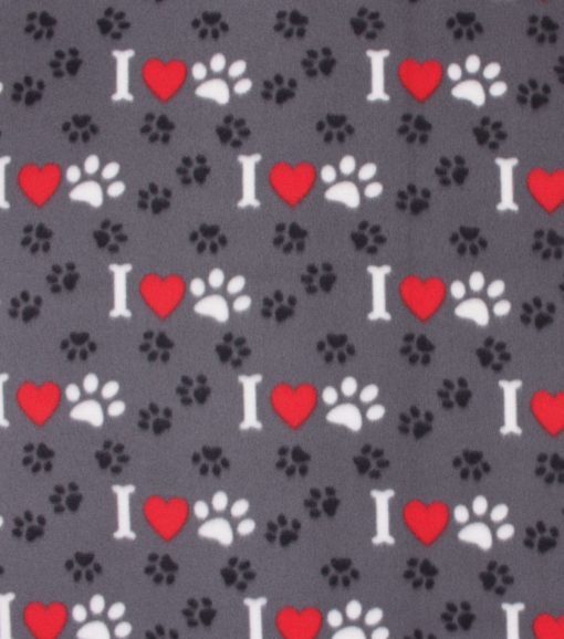 Blizzard Fleece Fabric Bones, Hearts   Paws - Image 2