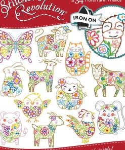 Stitcher s Revolution 7 Floral Farm Friends Iron On Transfers 12ct