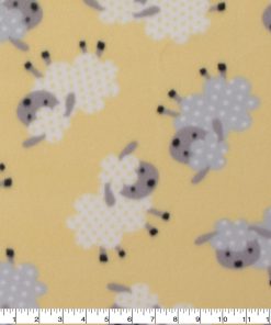 Blizzard Fleece Fabric Sheep on Yellow