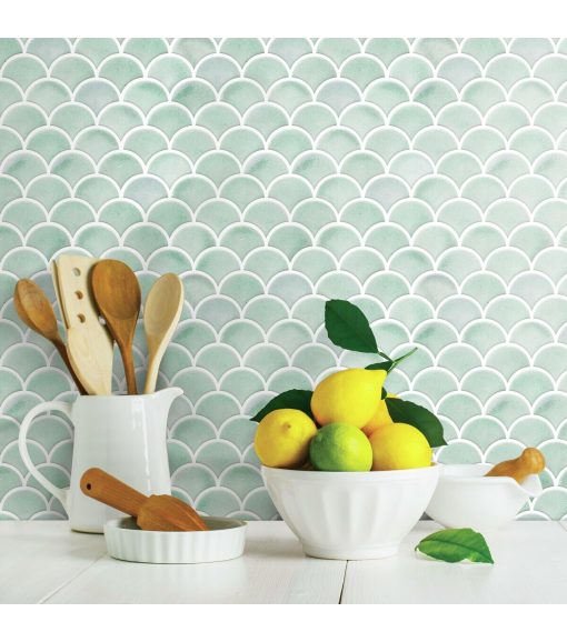Aqua Scallop Peel   Stick Tile Backsplash - Image 4