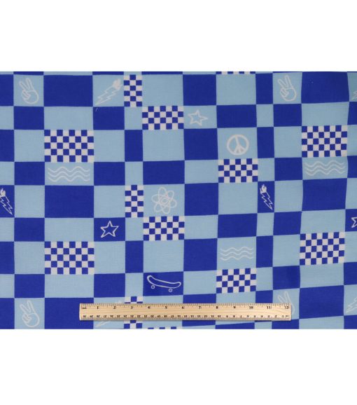Checkerboard Blue Novelty Cotton Fabric - Image 4