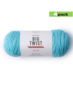 4pk Solid Aqua Medium Weight Acrylic 380yd Value Yarn by Big Twist