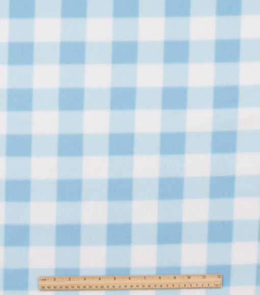 Blue Gingham Blizzard Fleece Fabric - Image 2