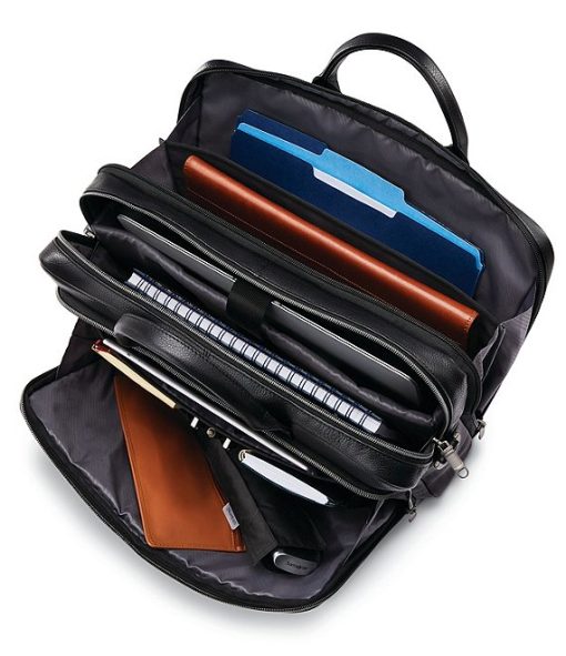 Classic Leather Toploader Brief Case - Image 3