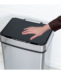 Honey Can Do 24 Silver Stainless Steel 50L Trash Can With Motion Sensor - 1