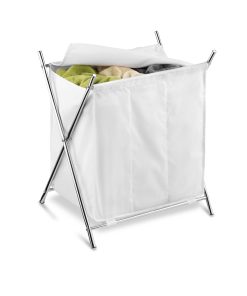 Honey Can Do 23 x 26.5 White   Chrome Folding X Frame Laundry Sorter