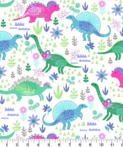 Girl Dino Super Snuggle Flannel Fabric