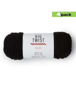 4pk Solid Black Medium Weight Acrylic 380yd Value Yarn by Big Twist