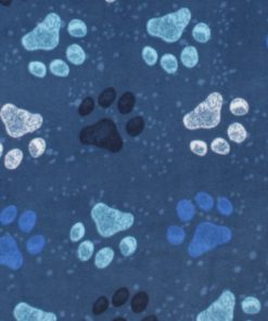 Blue Watercolor Paws Anti Pill Fleece Fabric