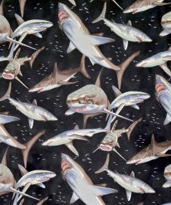 Alexander Henry Sharks on Black Premium Cotton Fabric