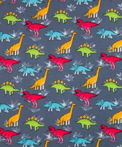 Bright Dinos on Gray Super Snuggle Flannel Fabric