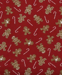 Gingerbread Men on Red Super Snuggle Christmas Flannel Fabric