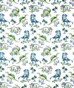 Super Snuggle Skateboarding Dinos Flannel Fabric