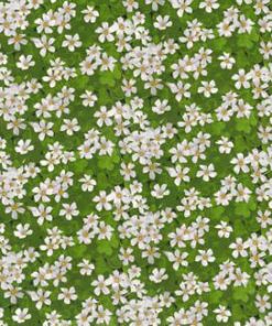 Fabric Traditions Garden Party Jasmines on Green Premium Cotton Fabric