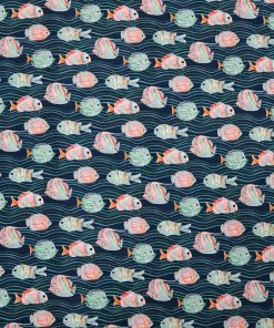 Painted Fish in Waves Super Snuggle Flannel Fabric