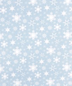 White Snowflakes on Blue Anti Pill Fleece Fabric