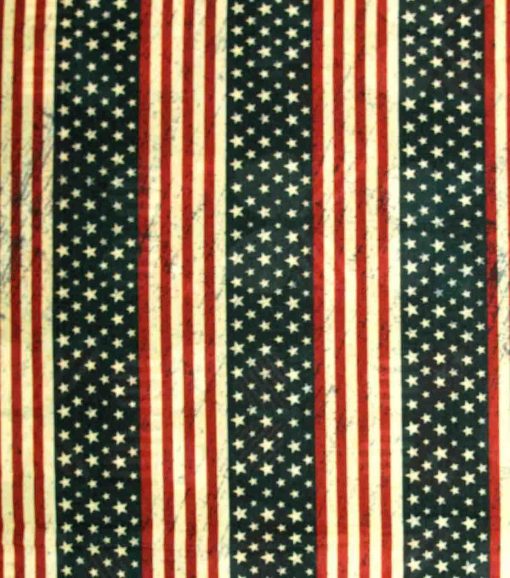 Distressed Flag Stripe Patriotic Cotton Fabric