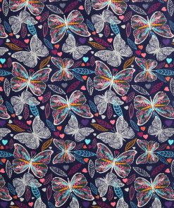 Butterfly Outline Navy Super Snuggle Flannel Fabric