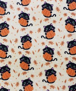 Super Snuggle Black Cats   Pumpkins Halloween Flannel Fabric